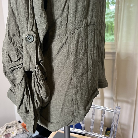 Torrid Womens Size 3 Army Green Pockets Lined Long Sleeve Plus Size Top Layer - Picture 4 of 11